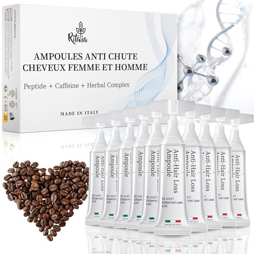 Ampollas Anticaida Cabello Mujer y Hombre Ritalia® Tratamiento capilar natural con serum y locion Fortalecedora contra la Caída del Pelo | Ampollas para Alopecia, Crecimiento y Cuidado capilar