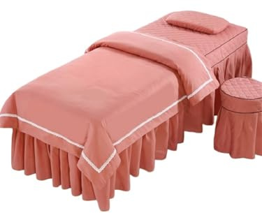 DYYEUAVT Skönhet salong sängkläder set 4 delar hudvänlig massage spa kjol överdrag pall kudde täcke (Dousha 185 x 70 cm)