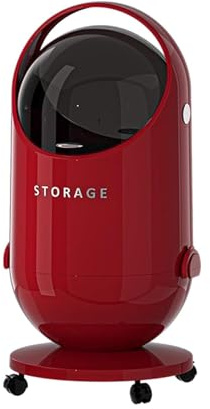 Baoblaze Pattumiera con Ruote, Secchio per rifiuti, Semplice, Ruote girevoli a 360°, Cestino per rifiuti con Coperchio Ribaltabile per Cucina, Bagno, Ufficio, Rosso
