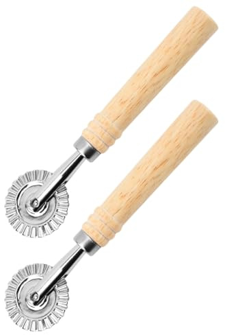 LUDHEP Cortador de Raviolis, 2 Piezas, Corta Pizza Professional, Pizza Cutter de Acero Inoxidable, cortador de masa, herramientas de repostería con rueda de corte estriada para el hogar y la