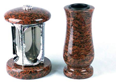designgrab Grablampe aus verchromtem Aluminium und Grabvase in Granit Vanga