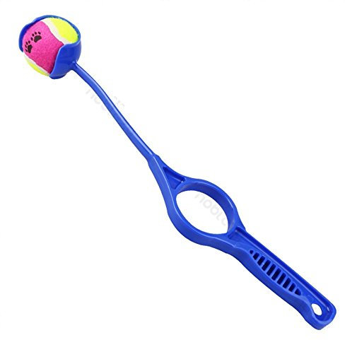 Nobleza - Hunde Ballschleuder inkl. Ball - Wurfspielzeug für Hunde, Farbe:Blau, Größe:OneSize