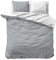 SleepTime Ropa de Cama 100% Algodón 240cm x 220cm Gris/Blanco - Fundas Nórdicas Suaves y Sin Plancha con Botones a presión - Juegos de Camas Bicolor con 2 Funda de Almohada 60cm x 70cm