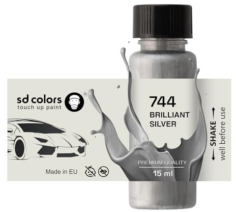SD COLORS Vernice per Ritocchi Argento Brillante 744, 15 ML, Riparazione Auto