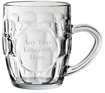 1stclassgifts [Custom] Personalised Engraved Glass Half Pint Dimple Tankard Panelled 10oz (29cl) Christmas Birthday Gift Any Text Engraved.