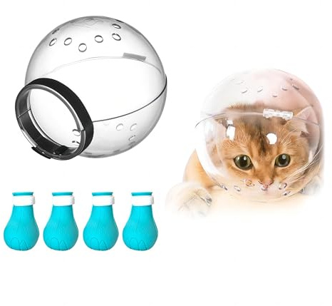 Augegel Cat Muzzle Adjustable Helmet, Breathable Hood Anti Bite Cover (M)
