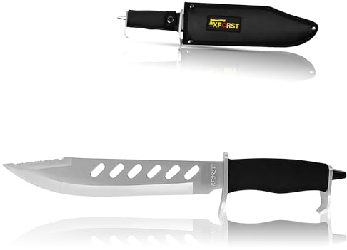 Xforst Cuchillo de Supervivencia para Exteriores, 38 cm de Longitud Total, con Mango ergonómico y Funda de Almacenamiento de Tela Oxford