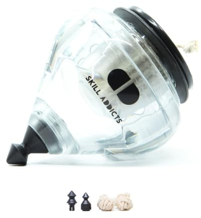 SA Ball Bearing Spin Top - Transparente (Incluye Accesorios de peonza, aplicación para Aprender Trucos de Spintop, Trompo)