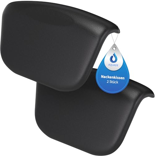 AQUADE Nackenkissen Badewanne Schwarz - Pillow for Bathtub - Kopfkissen Für Badewanne - Kissen Badewanne Nacken - Wannenkissen - Badewannen Zubehör - Badesofa Badewannenkissen - Modell: 2 x Weser