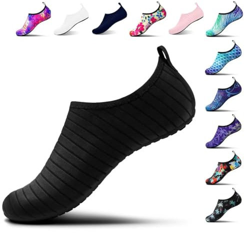 Steppli Water Shoes Beach Swim Pool Yoga Quick-Dry Breathable Weitsuit Non Slip Lightweight Shoes for Men Women Black EU42/43=UK7.5/8.5