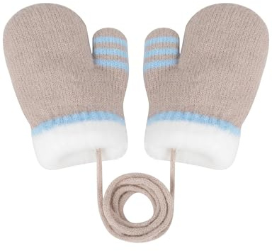 Becellen Manoplas Bebé, Cálidos Invierno Protección Fría Guantes Punto con Cuerda Elásticas Gruesos Manoplas Forro Polar Colorful Manoplas para 0-3 Años Niños Niñas