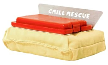 Grill Rescue Cepillo de plancha, sin cerdas, limpiador de plancha resistente para superficies planas y parrillas de barbacoa, resistente al calor, seguro para superficies antiadherentes, hierro
