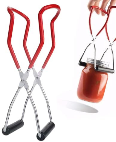 Le Parfait Bocaux Sterilisateur Bocaux Conserves – Pince à Bocaux en Acier Inoxydable, Anti-dérapant, Rouge – Facile à Utiliser dans la Cuisine à la Maison