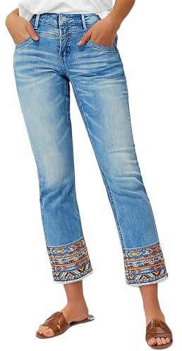 Flamingals Straight Leg Cropped Jeans for Women Light Blue M