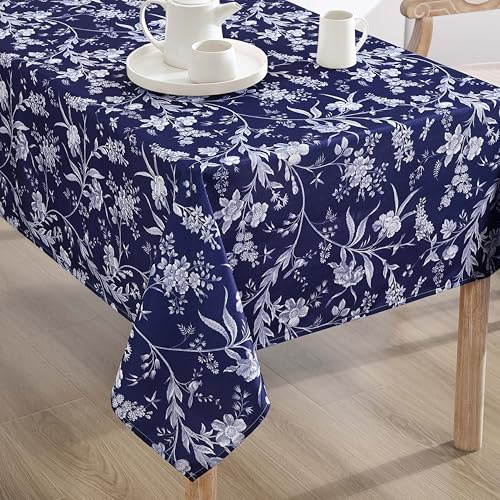 Laura Ashley Mantel decorativo, resistente a las arrugas y a las manchas, a prueba de derrames, tela de poliéster lavable de fácil cuidado para comedor, cocina, vacaciones y fiestas, 60 x 102 pulgadas