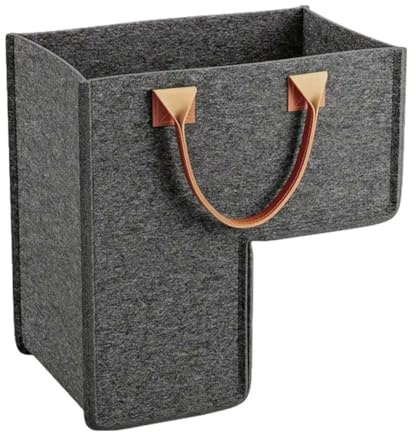 VNLCPX Cesta Escalera, Canasta Organizadora de Almacenaje Plegable con Asas, Cesta de Almacenamiento Forma de L para Juguetes Ropa y Artículos del Hogar, Gris