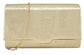 MODELISA - Bolso De Mano Fiesta De Embrague Elegante Con Cadena De Hombro Evento Boda Ceremonia Para Mujer (Dorado)