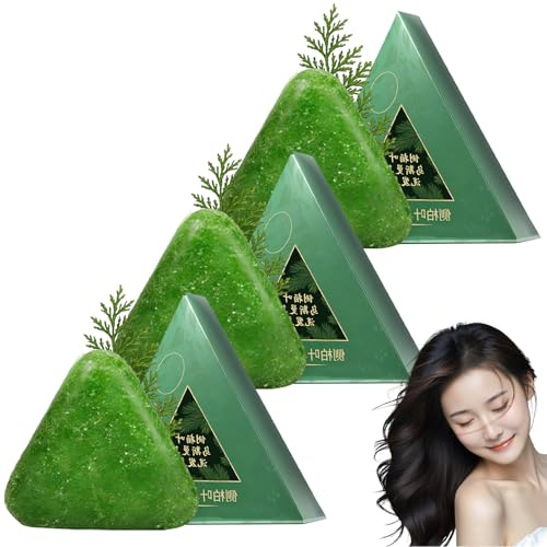 Shampoo solido, shampoo al sapone verde, shampoo solido all'erba, calmante e rinforzante per capelli da donna e da uomo (3pcs)