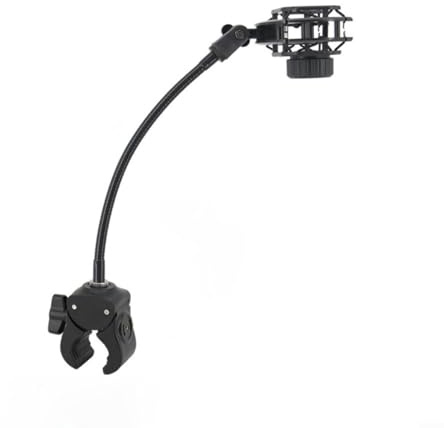 Pied de microphone flexible en col de cygne avec pince de table et adaptateur de 3/8 à 5/8, hauteur réglable 30 cm, construction robuste en métal et ABS, podcast ou performance en direct (C)
