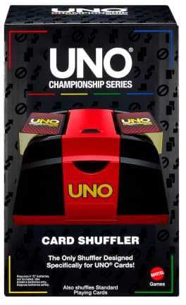 Mattel Games UNO Championship Series automatisk kortblandare | Blandar UNO- och standardkortlekar, enkel knappaktivering, upp till 224 kort, JMY26