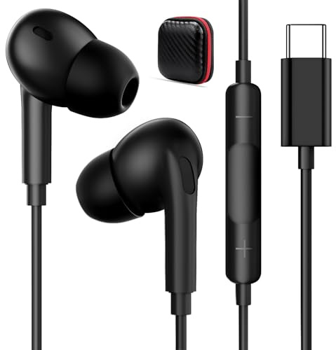 Cuffie USB C con Cavo per Samsung A26 A16 A17 5G Galaxy A56 A36 A55 A35,In Ear Auricolari Tipo C con Microfono Stereo Auricolare per iPhone 16e Pixel Xiaomi Redmi Note 14 Pro+ Oppo Find X9 Honor Magic