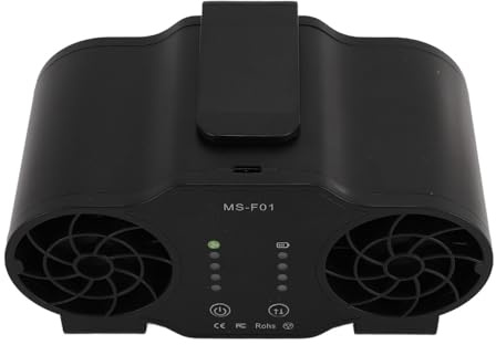 Alomejor USB Rechargeable Multifunctional Hip Fan with Double Clamp/Holder Design and Extra Powerful Airflow for Summer Outdoor Activities (5000mah)