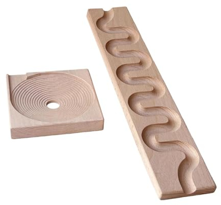 Pista per Biglie in Legno, Giocattolo Educativo per Bambine e Bambini di 3, 4 e 5 Anni, Pista per Palline con Percorso- Style B