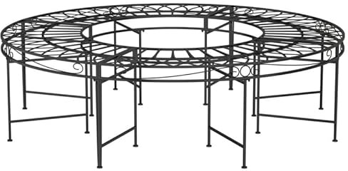 Eleganz Banco de árbol redondo de 160 cm de diámetro de acero – robusto asiento de jardín para exteriores – perfecto para jardín, terraza o parque – duradero y fácil de limpiar