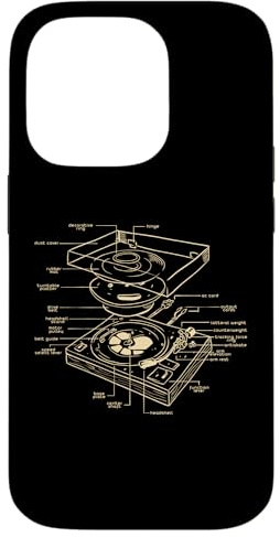 Carcasa para iPhone 14 Pro Tocadiscos DJ Esquema Fiesta Diseño Baile Disco Techno Música