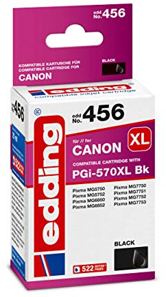 edding Druckerpatrone EDD-456 - Einzelpatrone - Schwarz - 25 ml - Reichweite 520 Seiten - Ersetzt Canon PGI-570XL