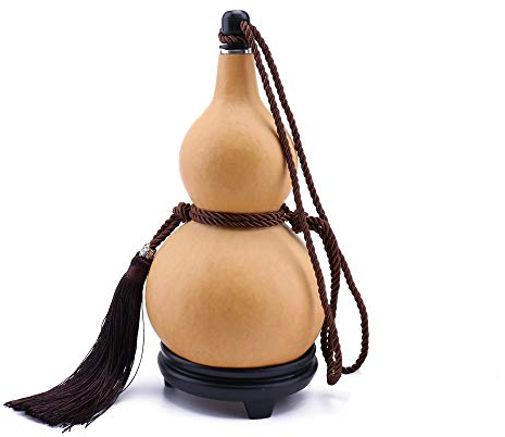 wadbeev Natural Dried Gourd Water Bottle with Lid Hollow Calabash Chinese Pumpkin for Drinks Holder Ornament Décor (Plain, 500 ml)