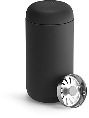 Fellow 12 oz Carter Move Travel Mug - Vacuum-Insulated Stainless Steel Travel Coffee Mug - Coffee Tumbler with Ceramic Interior and Splash Guard - Matte Black