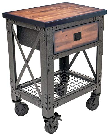 Duramax Rollbare Werkbank mit 1 Schubladen für Haus, Garage und Werkstatt, mit Drahtregal, verstärkter Industriearbeitstisch mit Aufbewahrungsschublade, 450 kg Tragkraft auf Holzplatte, 70x51x94 cm