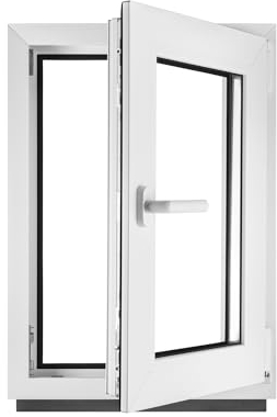 Fenster Kellerfenster Kunststofffenster Kunstoff weiß BxH 50 x 80 cm DIN Rechts - ALLE GRÖßEN - 3 fach Verglasung BxH 500 x 800 mm - Funktion Dreh-Kipp - BauPlaza