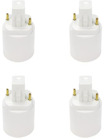 Nicerity G24 to E27 Lamp Base Holder Light Bulb Sockets Light Bulb Adapters 2 Pins Long(Pack of 4)