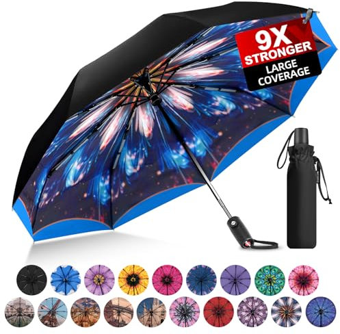 Trenovo Reiseschirm für Regen.2023 Pro-Serie Kompaktschirm, kleiner Regenschirm für Rucksack, tragbar, leicht, winddicht, Heavy Duty, automatischer Klappschirm