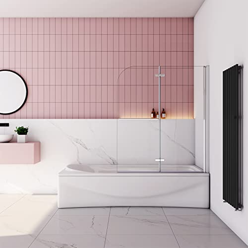 Mampara Ducha para Bañera - Abatible 2 Hojas - Cristal Templado 6mm - Plegable - un Toallero 300mm - (880-900) X1400mm