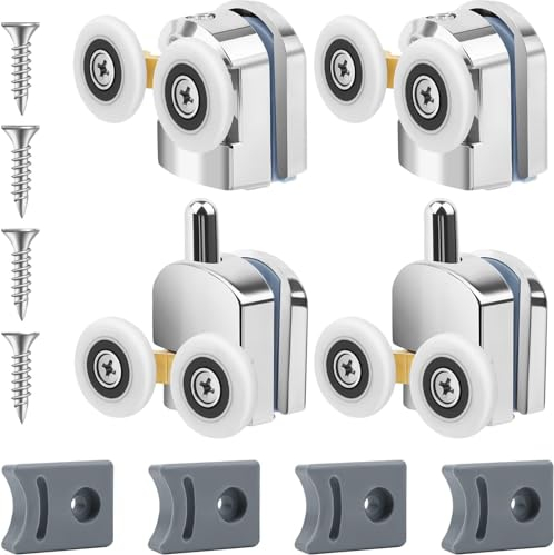 4 Duschtürrollen,Duschkabine Rollen Laufrollen 25mm Duschkabine Duschrollen Duschtürrollen Ersatzrollen Schiebetür Rolle，Durchmesser Duschtür Rollen Ersatzteile für 4-6 mm Dickes Glas