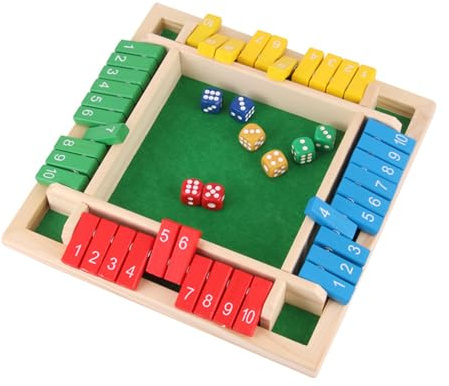 JurciCat Shut The Box Jeux en Bois 2-4 Joueurs 8 dés Adultes et Enfants Jeux de société en Bois Jeux mathématiques pour Salle de Classe Maison fête