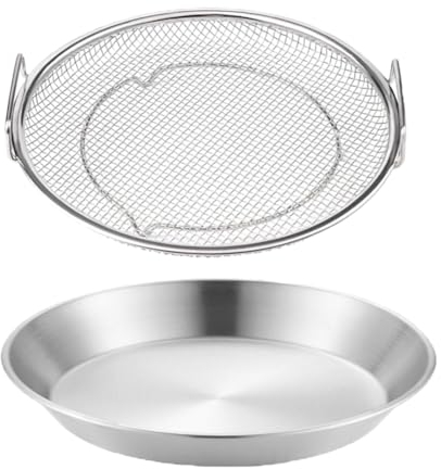 Frefgikty 2 piezas de colador de aceite de cocina para freír aceite sartén colador de aceite de fina cesta de acero inoxidable plateado suministros de cocina para freír patatas fritas