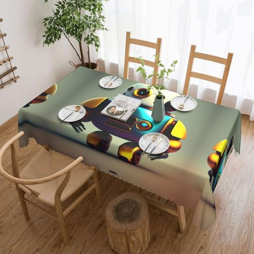 XZDLXJ Rectangular Waterproofmascot Robot Tablecloth Wrinkle-Resistant and Washable, ensuring Durability for Repeated use