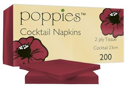 Tezraftaar® 1000 x Cocktail Paper Napkins Disposable 24cm x 24cm 2Ply Burgundy Serviettes Tissue Paper for Catering Supply Tableware Weddings Christmas Birthday Parties