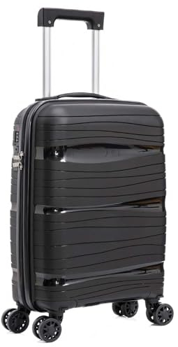 ARTREE Maletas de Viaje Cabina Polipropileno - Maleta Cabina Rígida Prácticas y Ligeras 52x35x20cm - Maleta de Cabina con 4 Ruedas Giratorias y Cierre de Combinación, 28L (Negro)