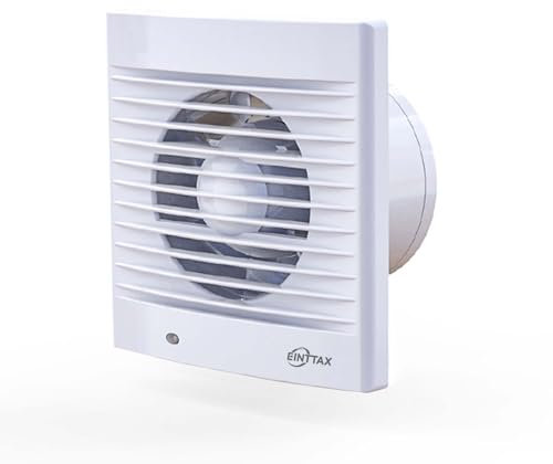 EINTTAX 4 Inch 100mm Bathroom Extractor Fan with Pull Cord, 130m³/h Silent Bathroom Fan, Wall/Window Mounted Extractor Ventilation Fan for Kitchen, Garage, Toilet, 12W, 34 dB, White
