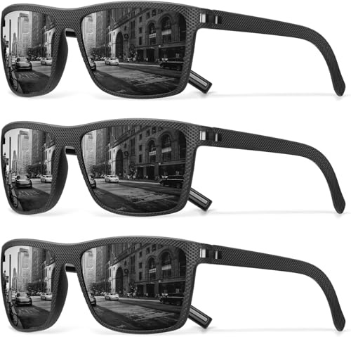 JOGVELO Polarized Sunglasses Men, Mens Sunglasses Polarized UV protection Lightweight 3 Pack Sun Glasses (Black*3)