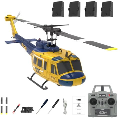 Meiurlex RC ERA C032 UH-1 Huey RC Helicóptero de 6 canales, teledirigido helicóptero de escala 1/48 Heli, vuelo 3D y avión RC de alta precisión para adultos principiantes