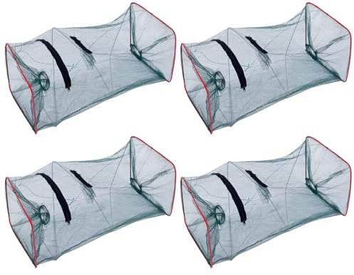 Xoeryoy 4 st fiskfälla 4 x 20 cm vikbar bärbar robust nylon krypfiskfälla hopfällbart gjutnät återanvändbara fisketillbehör