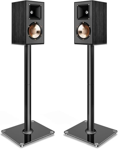 PEGZONE Speaker Stands for Surround Sound,55 LBS Capacity,30.1 inch universal Speaker stands Floor Pair,Cable Management,Large Base,1 Pair,Black