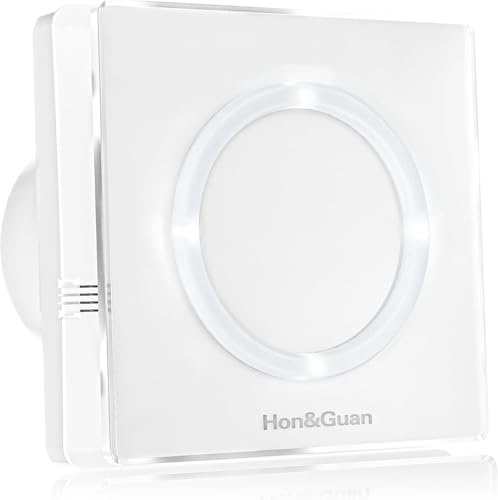 Hon&Guan Smart 100mm Bathroom Extractor Fan with Humidity Sensor, Timer, LED Light, Automatic Operation, 4 Inch Extractor Fan Bathroom 10W 95m³/h Silent