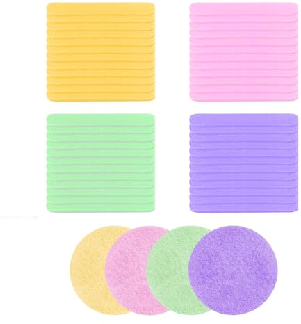 48 spugne esfolianti per il viso, morbide spugne detergenti per viso e corpo, 4 colori (8 cm rotonde), spugnette struccanti delicate, spugne da bagno riutilizzabili